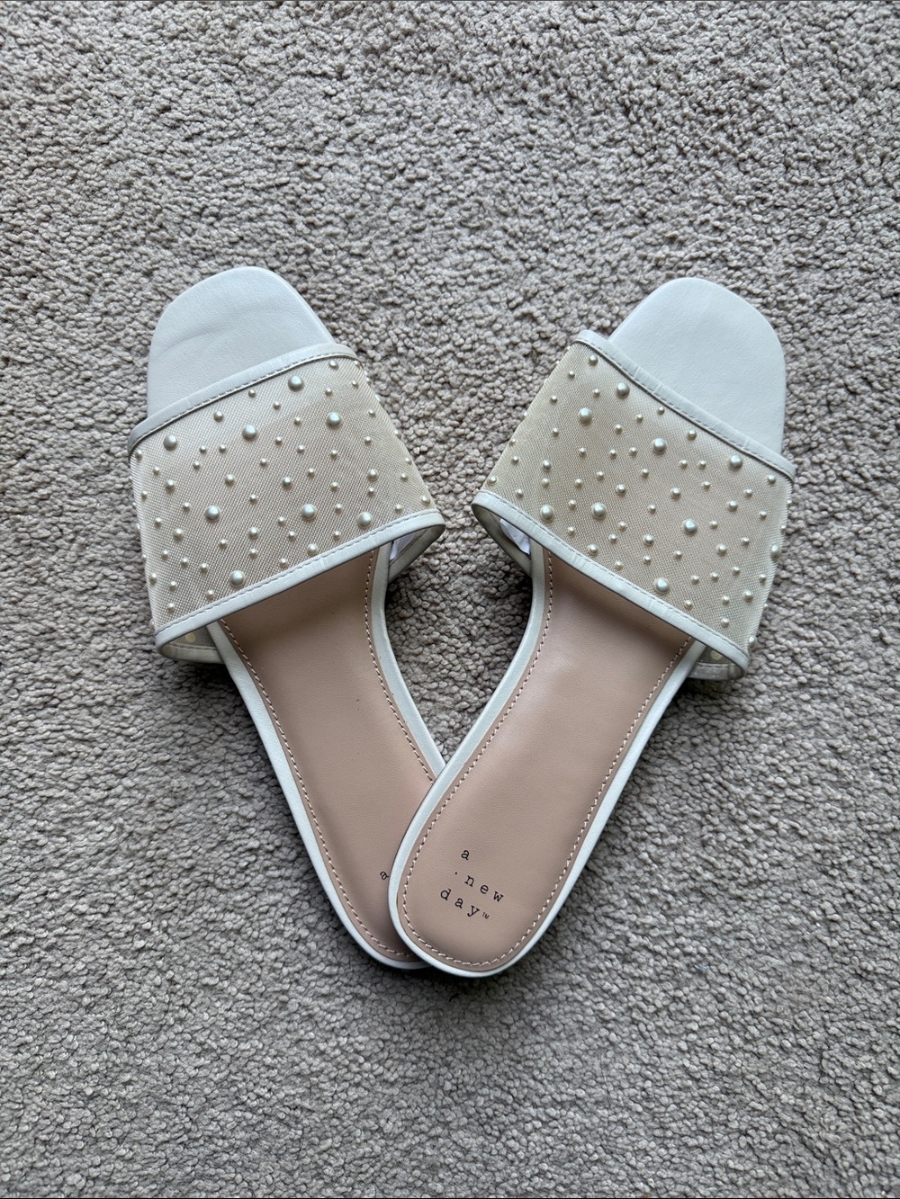 a new day Cream Pearl Accent Slide Mules